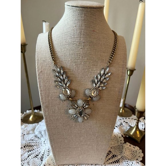 J Crew Tiered Bib Statement Winged Statement Necklace in Matte Brushed Gold - Picture 2 of 11